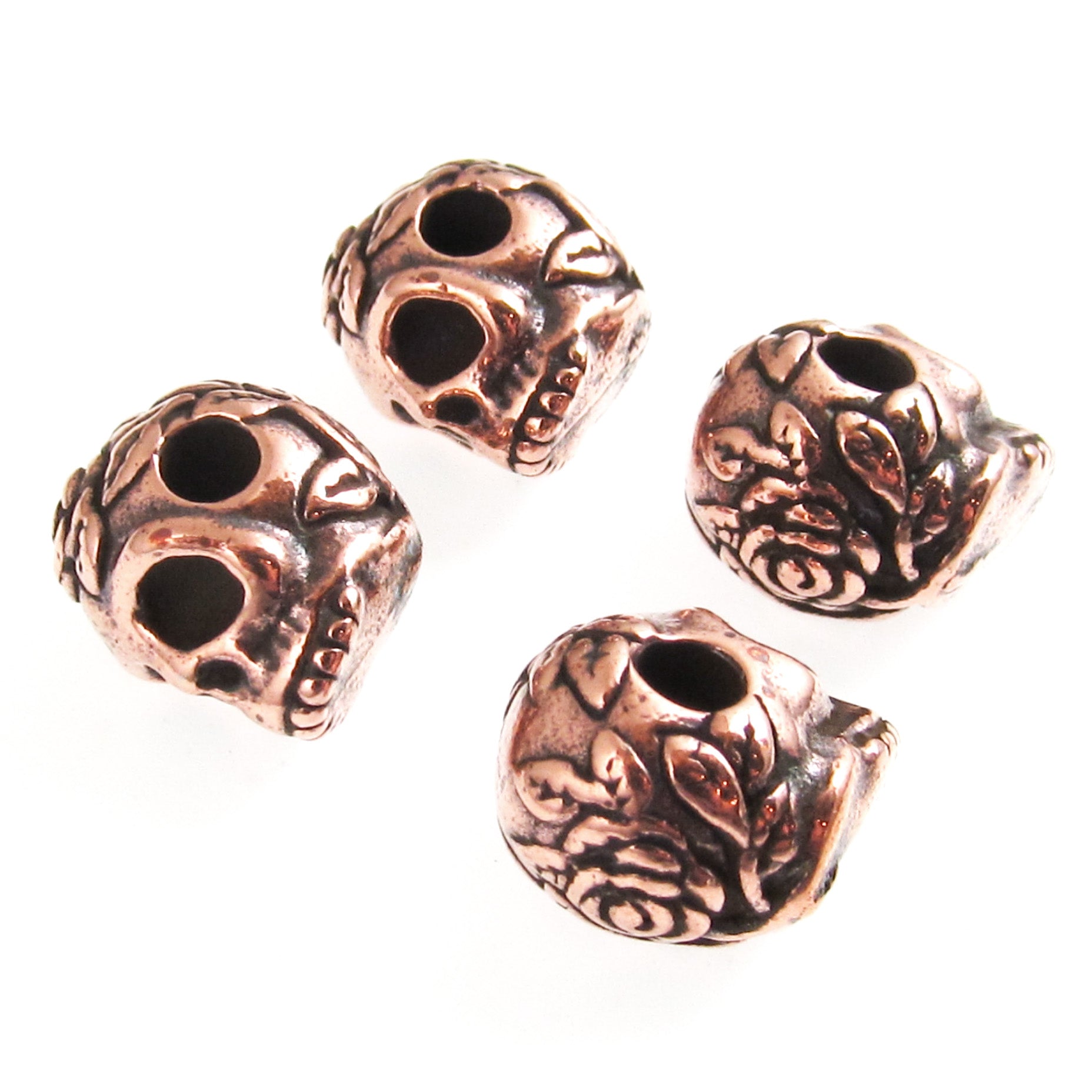 Sugar Skull Beads TierraCast Antique Silver 10mm Big Hole Beads, Large  Hole, Qty 4 Rose Skulls, Day of the Dead Jewelry