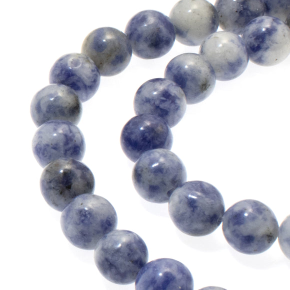 8mm Denim Lapis Round Beads, Blue, Gray Gemstone 47Pcs/Strand