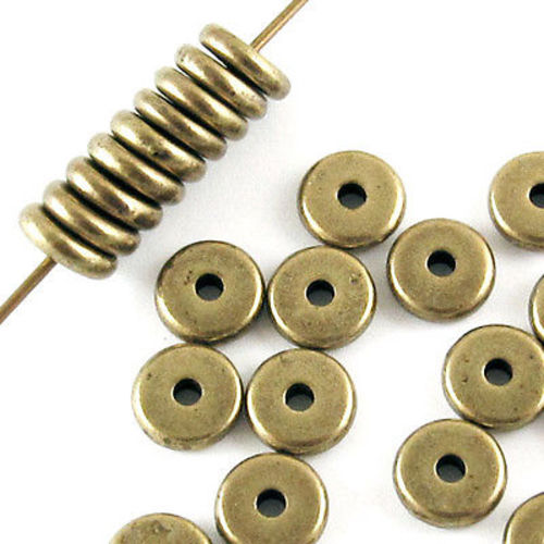 25 Bright Silver 5mm Disk Spacer, TierraCast Contemporary Heishi Beads