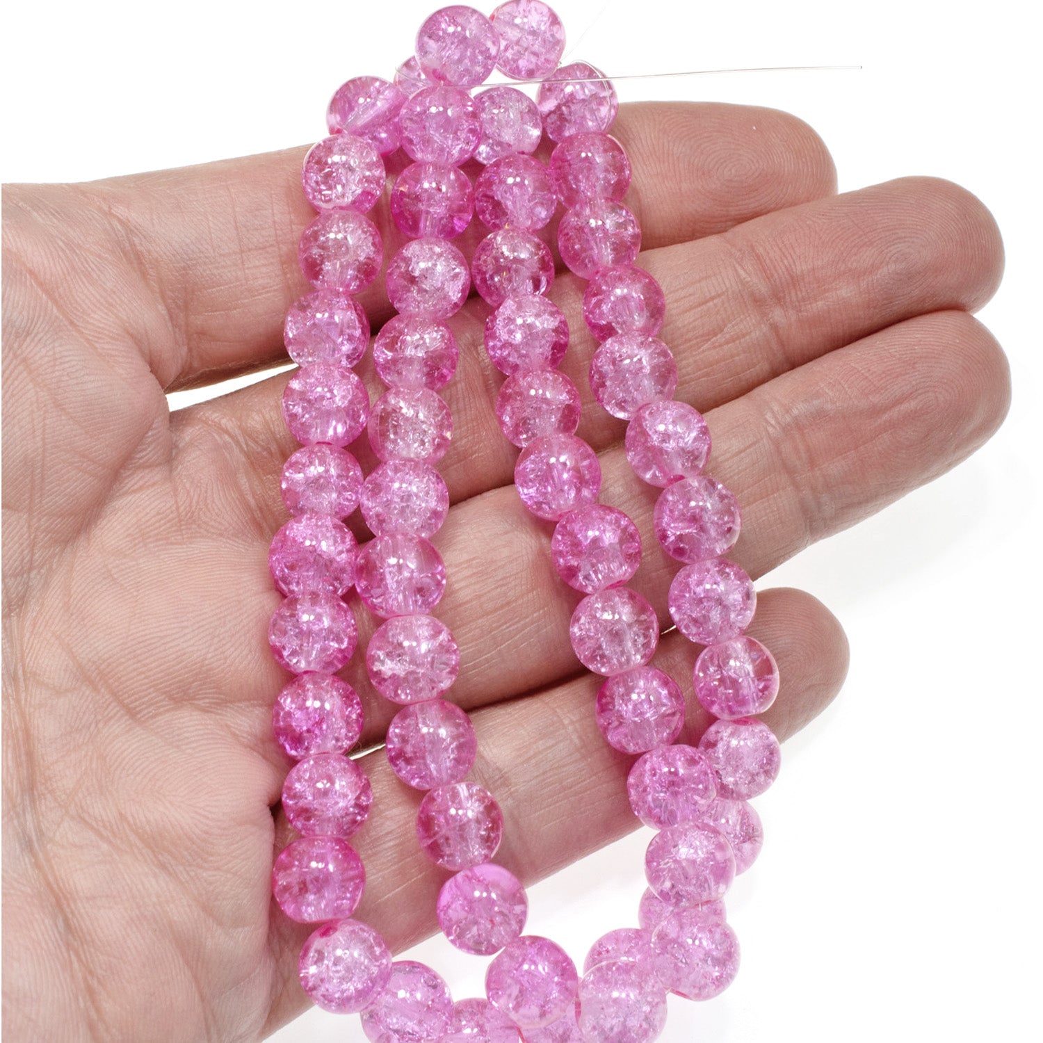 Purple & Clear 8mm Round Glass Crackle Beads | Hackberry Creek