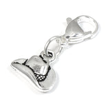 Silver Cowboy Hat Clip on Charm, Zipper, Purse, Planner + Lobster Clasp