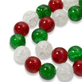 30/Pkg 10mm Red, Green & Clear Crackle Glass Beads | Christmas Bead Mix