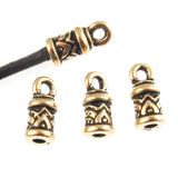 Gold Temple Leather Cord Ends