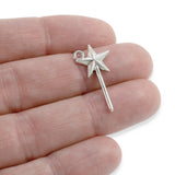 20 Silver Magic Wand Charms, Star-Topped Wand for Magical Fairytale Jewelry
