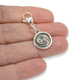 Silver Gemini Clip-on Charm, Astrology Zodiac The Twins + Lobster Clasp
