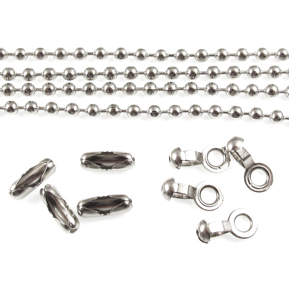 60pcs Ball Chain Connector Stainless Steel Hole Pull Loop Link Clasp Connection | Harfington