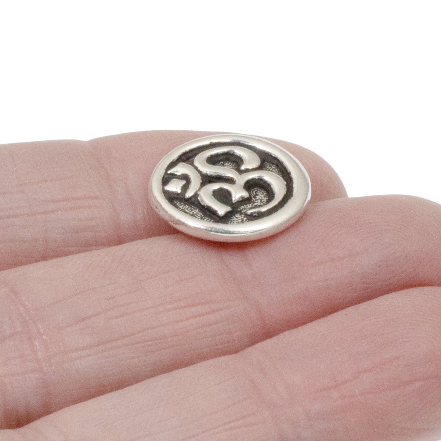 Silver Om Buttons, TierraCast Shank Ohm Symbol Leather Clasp 2/Pkg