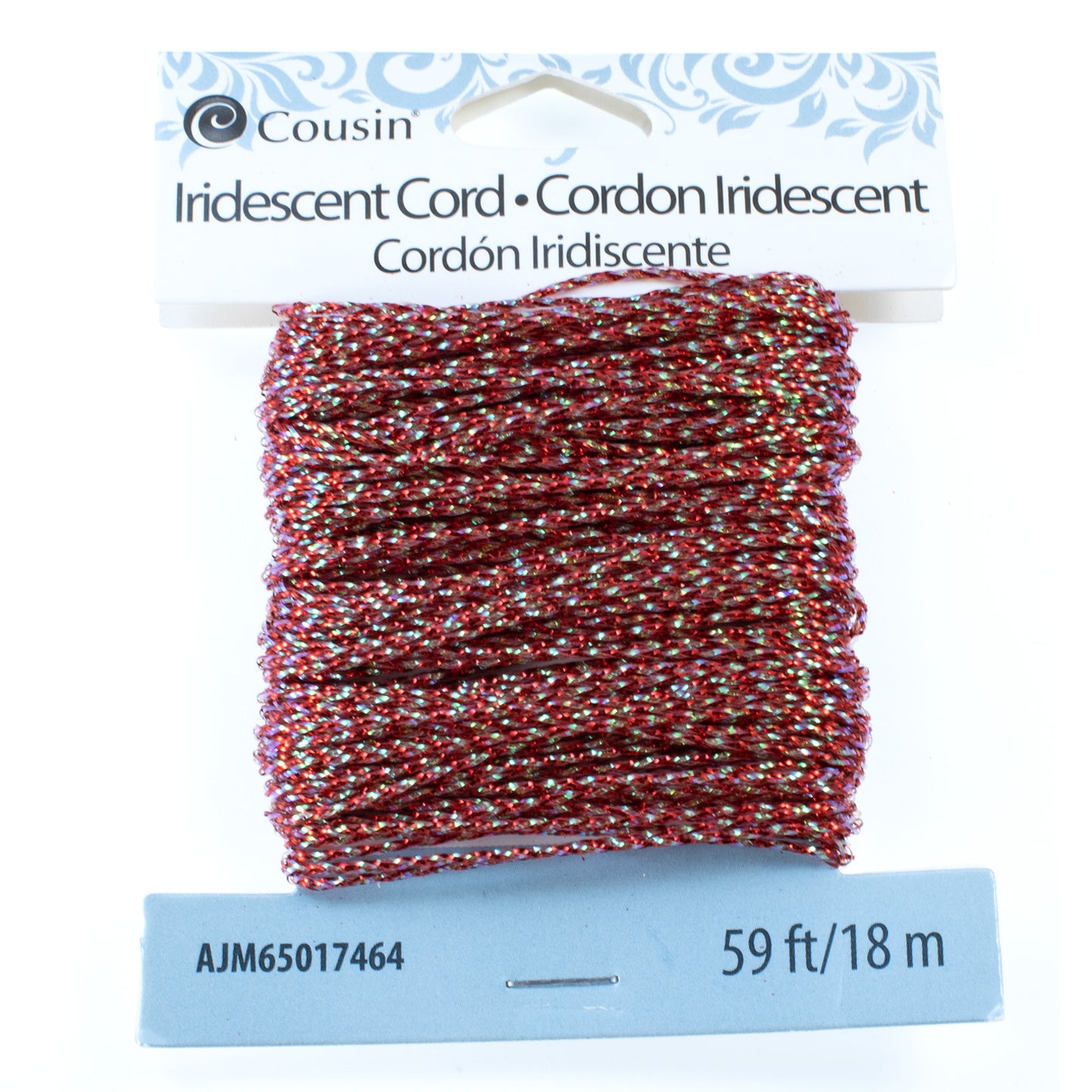 Iridescent Red & Green Crafting Cord - 1mm Polyester Non-Elastic Holiday Thread