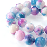 Aqua Blue & Pink 10mm Round Dyed Jade Beads (30 Pcs)