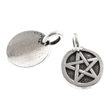 2 Silver Pentagram Charms, TierraCast Wicca Pagan Pentacle Talisman
