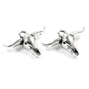 5 Silver Longhorn Steer Skull Charms, TierraCast Southwestern Pendant