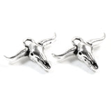 2 Silver Longhorn Steer Skull Charms, TierraCast Southwestern Pendant