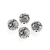 4 Silver Spiral 8mm Round Beads, TierraCast Pewter Beads for Jewelry Making