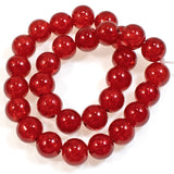 Red 10mm Round Glass Crackle Beads, Holiday Christmas Beads 30/Pkg