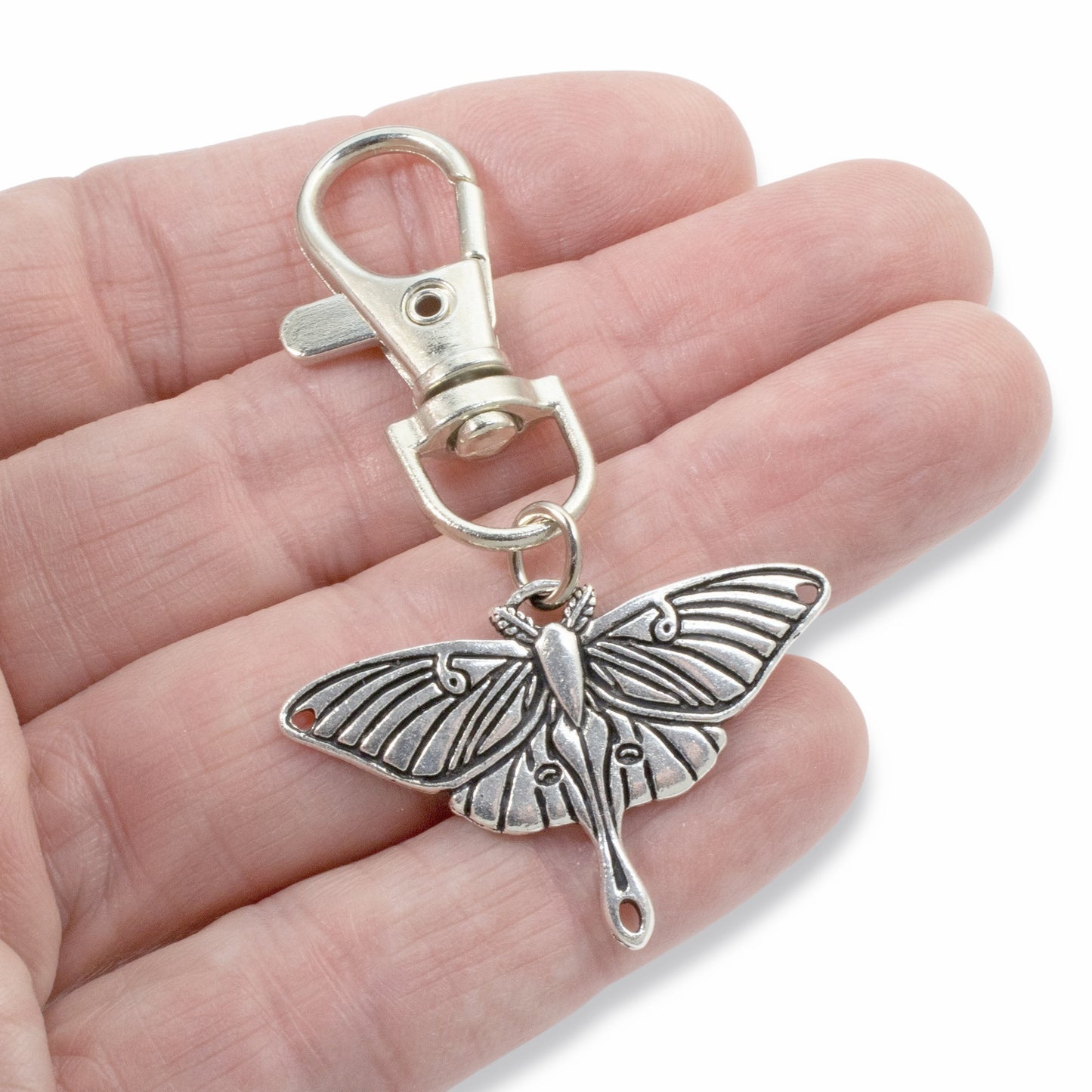 Luna Moth Key Fob, Renewal Symbol Clip-On Accessory, Whimsical Purse Charm, New Beginnings Gift