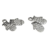 Silver Mitten Charms, Metal Christmas Winter Holiday Charm 20/Pkg