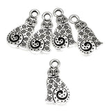 5/Pkg Silver Spiral Cat Charms, TierraCast Pewter Animal, Kitty