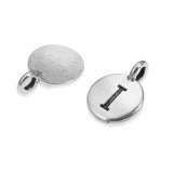 2Pc. Silver "I" Initial Charms, TierraCast Round Small Alphabet Letter
