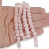 8mm Pink Dragon Vein Glass Beads, Pale Beads + Dark Pink Veins 50/Pkg