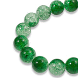 20 Green & Clear Glass Round Beads - 12mm Crackle Glass - Two-Tone Double Color