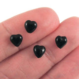 6mm Jet Black Czech Glass Heart Shaped Beads (50 Pieces)