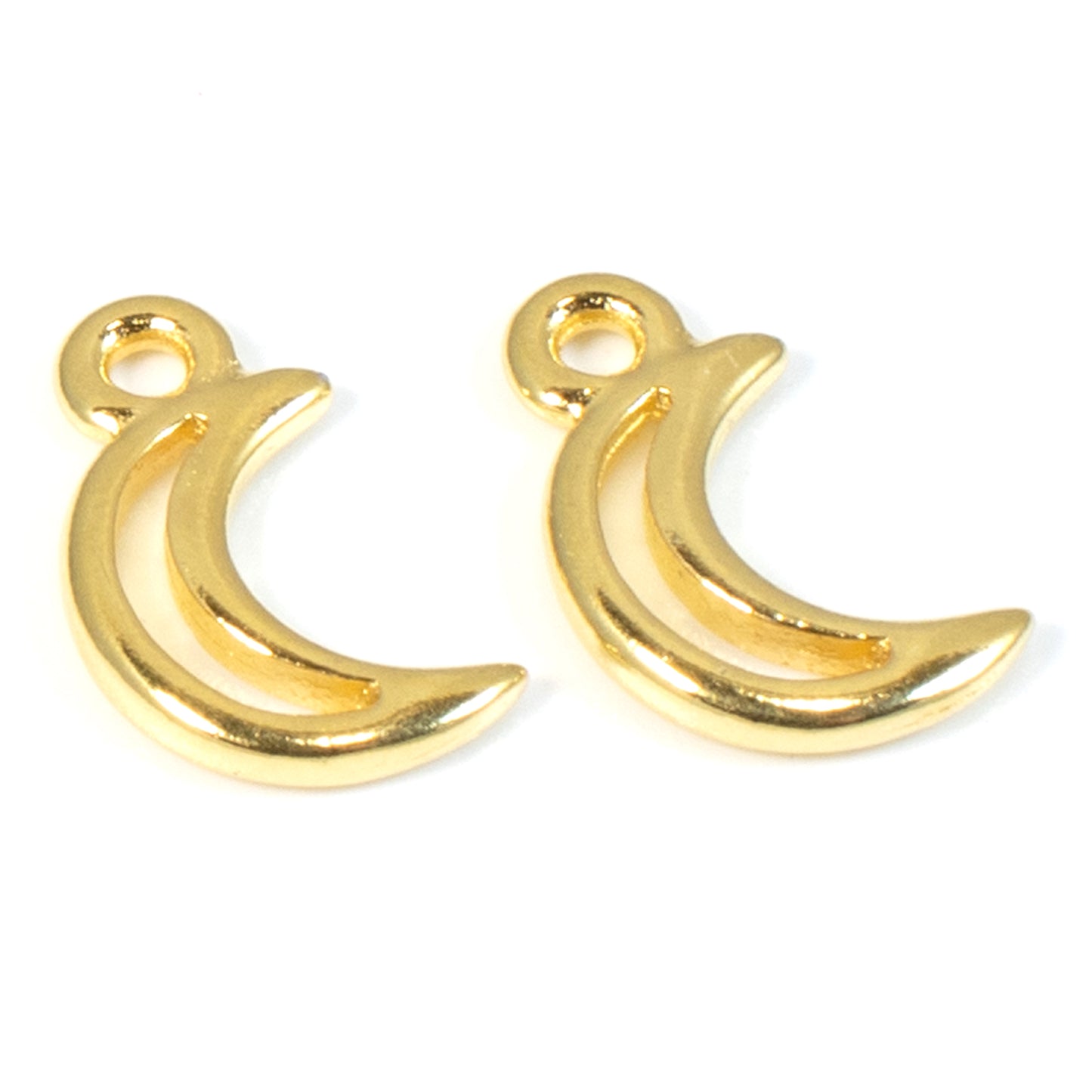 Gold Crescent Moon Charms, TierraCast Small Celestial, Space Charm 4/Pkg