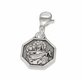 St. Christopher Clip on Charm, Silver Travel Protection Prayer & Lobster Clasp