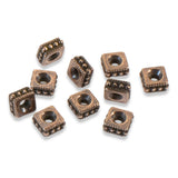 4mm Copper Square Rococo Beads, TierraCast Dotted Spacers 10/Pkg