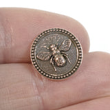 4 Copper Bee Buttons, TierraCast Nature-Inspired Leather Clasp + Shank Back, Perfect for Bracelets, Clothing & Crafts