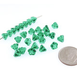 Teal Green Czech Glass Baby Bell Flower Beads, 4x6mm 50/Pkg