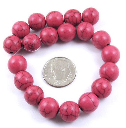 10mm Berry Pink Magnesite Beads, Round Candy Turquoise 20/Pkg