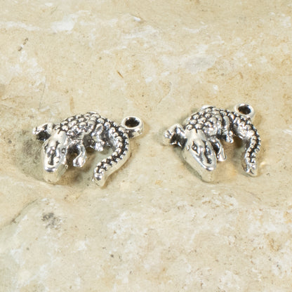 20 Silver Alligator Charms, Southern-Style Gator DIY Jewelry, Wildlife Crafts