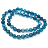 8mm Aqua Blue Dragon Vein Agate Beads, Round Spider Gemstone 50/Pkg