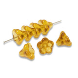Golden Yellow Bell Flower Beads, Czech Glass for Fall 11x13mm 12/Pkg
