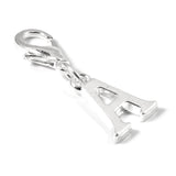 Letter "A" Clip On Charm, Silver Initial Alphabet Dangle with Lobster Clasp