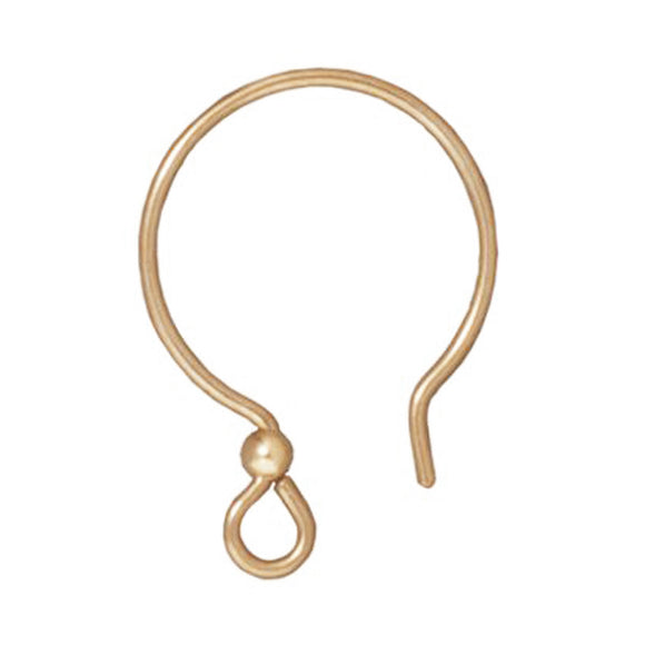 Gold Filled Hoop Ear Wire + 2mm Bead, TierraCast Earwires 4/Pkg
