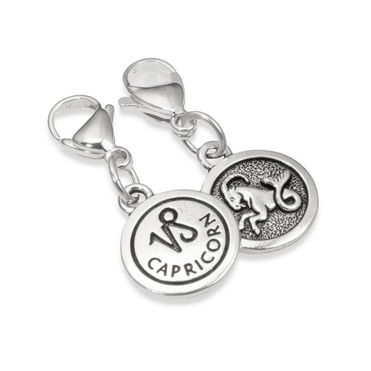 Silver Capricorn Clip-on Charm, Astrology Zodiac The Goat + Lobster Clasp