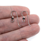 Grey Niobium Ear Wires + Silver & Black Beads, Hypoallergenic 10/Pkg