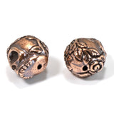 2 Copper Rose Skull Beads, Sugar Skull, Day of the Dead Beads, Halloween, Gothic