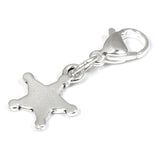 Silver Sheriff's Badge Clip on Charm, Zipper, Purse, Planner + Lobster Clasp