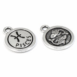 Silver Pisces Charms, TierraCast Double-Sided Zodiac Charm 2/Pkg