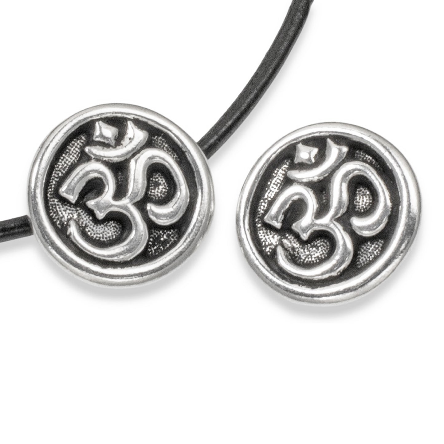 Silver Om Buttons, TierraCast Shank Ohm Symbol Leather Clasp 2/Pkg