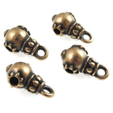 4 Antique Brass Lotus Guru Bead with Bail Loop, TierraCast Bails for Leather