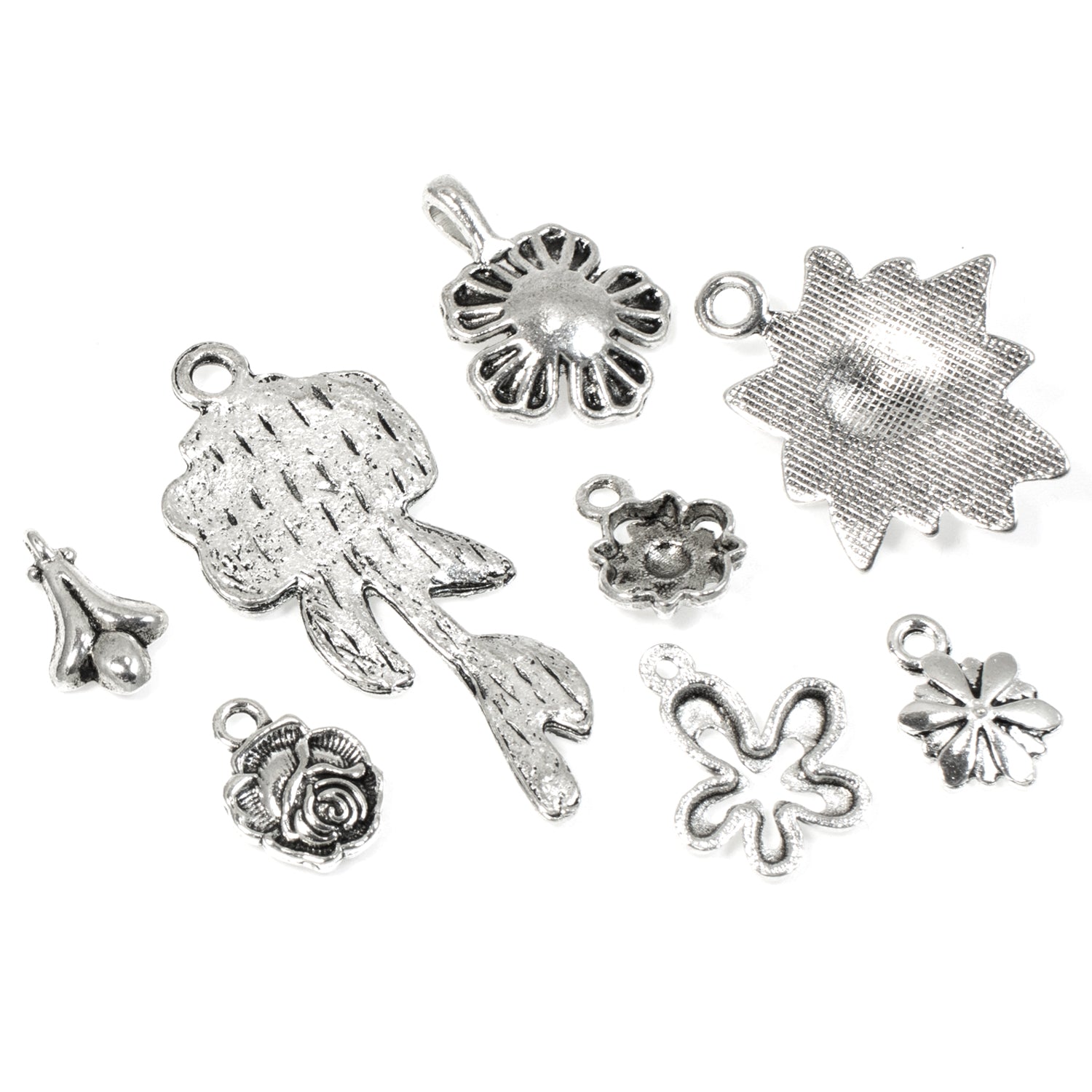 Silver Plated Brass Flower Charm, 44mm Flower Charm, Charms for Jewelry  Making, Nature Plant Flower Charms, Single Flower Charm for Pendants 
