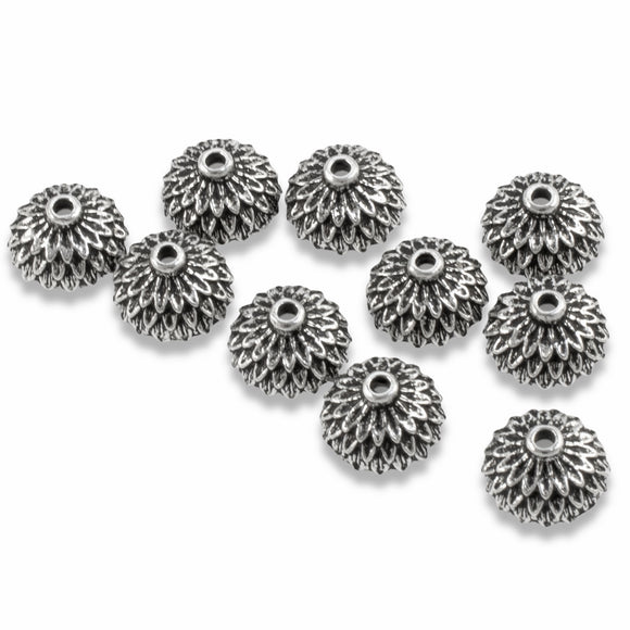 10/Pkg Silver Acorn Bead Caps for 8mm -10mm Beads, Bulk Autumn Fall Beadcaps