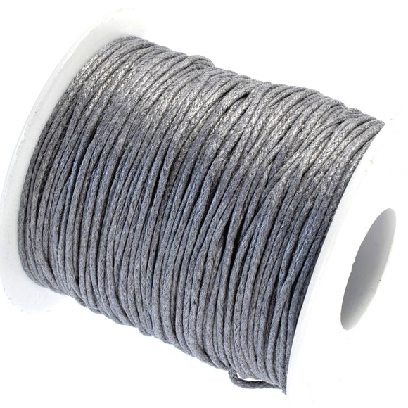 Medium Gray 1mm Waxed Cotton Cord, 70 Meters, Macrame, Beading String