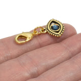 Evil Eye Clip on Charm, Gold + Blue European Crystal & Lobster Clasp