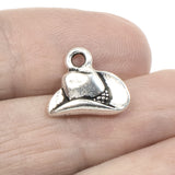 Silver Cowboy Hat Charms, Western Rodeo Farm Charm 4/Pkg