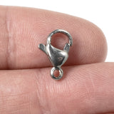 10 Silver Stainless Steel Lobster Claw Clasps, Medium Size Clasp 8x13mm