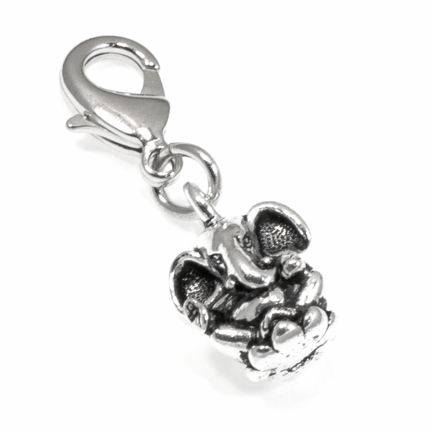 Ganesh Elephant Clip-on Charm, Silver Hindu Deity Accessory for Purse & Jewelry